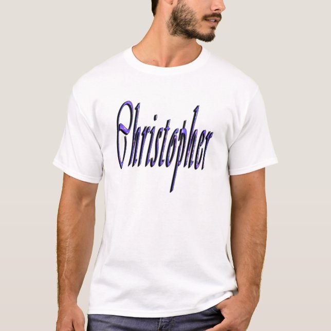 T-shirt Logo du nom de Christopher bleu, (Devant)