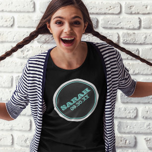 T-shirt Logo du nom du Bat mitzvah turquoise et Argent