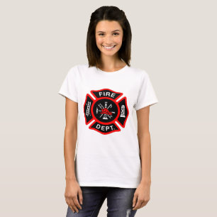 T-shirt Logo du service d'incendie Badge noir et rouge