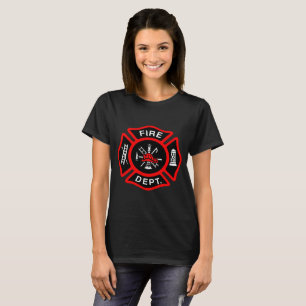T-shirt Logo du service d'incendie Badge noir et rouge