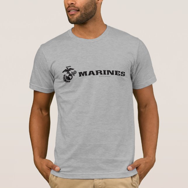 T-shirt Logo en noir empilé USMC (Devant)