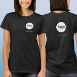 T-shirt Logo et texte simple Crête et dos d'entreprise<br><div class="desc">T-shirt d'entreprise avec logo simple et texte personnalisé avec le même logo et texte sur la crête à l'avant et à l'arrière. Remplacez le logo et le texte par les vôtres pour personnaliser. Portez-les vous-même, offrez-les à vos employés et collègues pour les porter comme uniforme de l'entreprise, vendez-les à vos...</div>