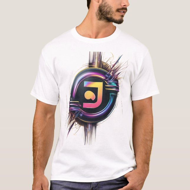 T-shirt Logo futuriste Neon Tech - Art numérique Print (Devant)