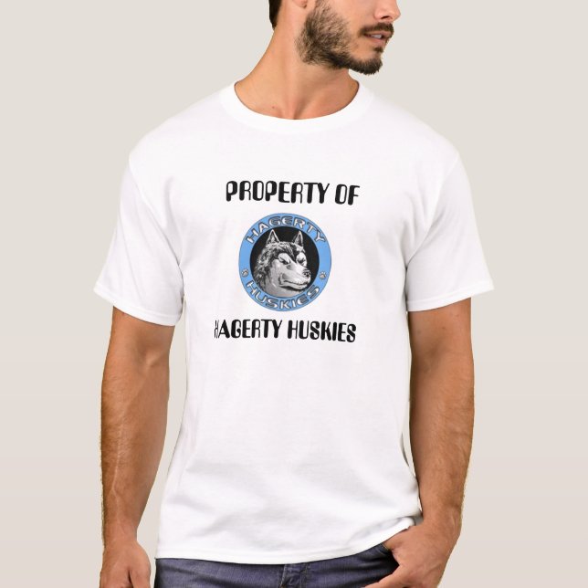 T-shirt logo_huskies2, PROPRIÉTÉ DE, CHIENS DE TRAÎNEAU de (Devant)