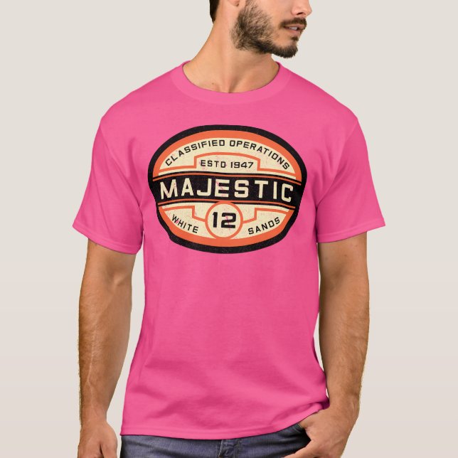 T-shirt Logo Majestic 12 ovale (orange) (Devant)