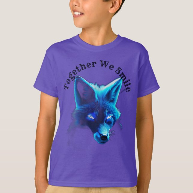 T-shirt Logo Majestic Blue Fox Cyberpunk (Devant)