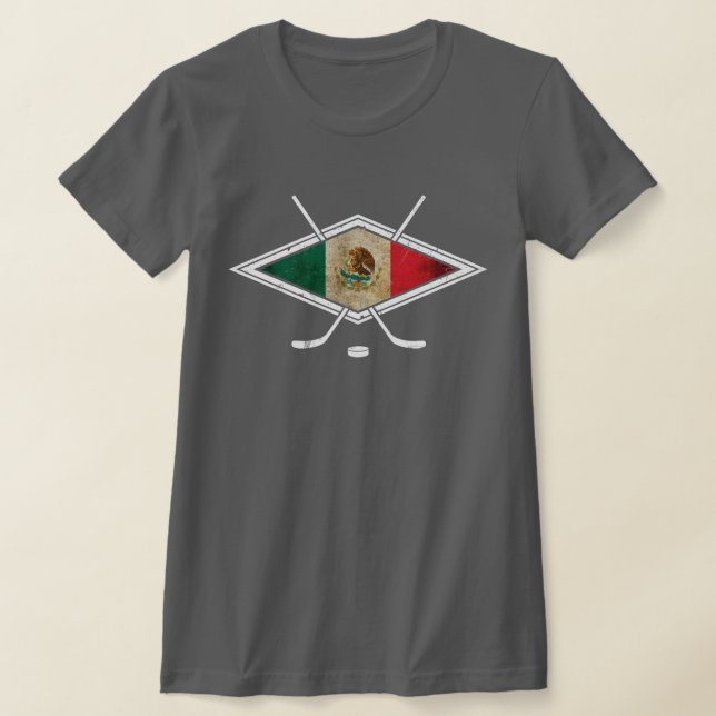 T-shirt Logo Mexicain De Hockey Drapeau, Avec Impression D (Poser)