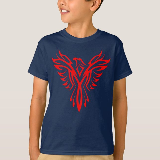 T-shirt Logo Mythique Phoenix Bird Rising (Rouge) (Devant)