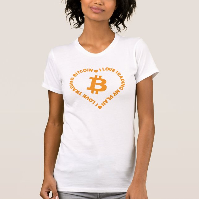 T-shirt Logo Orange Bitcoin en Coeur de Texte mince pour f (Devant)