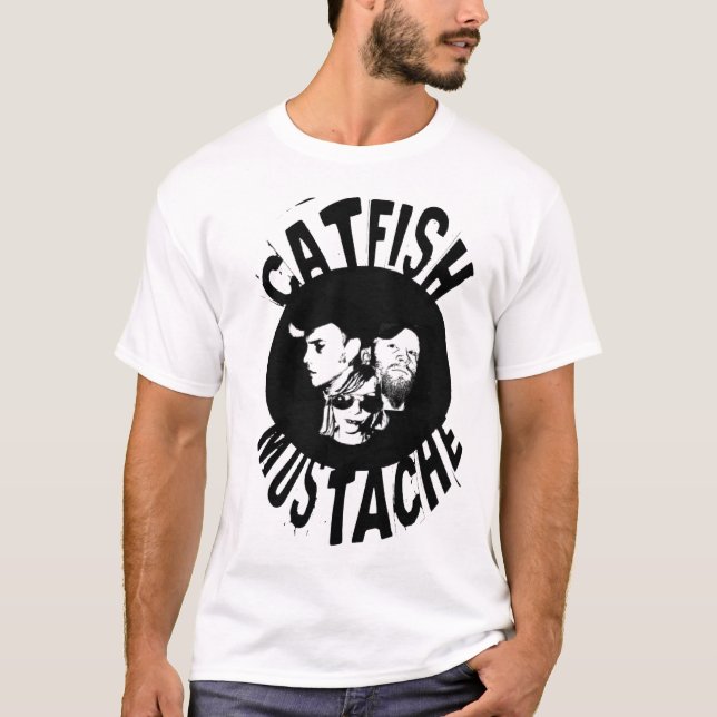 T-shirt logo original de moustache de poisson-chat (Devant)