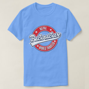 T-shirt Logo rétro du voyageur à dos de sac à dos au Népal