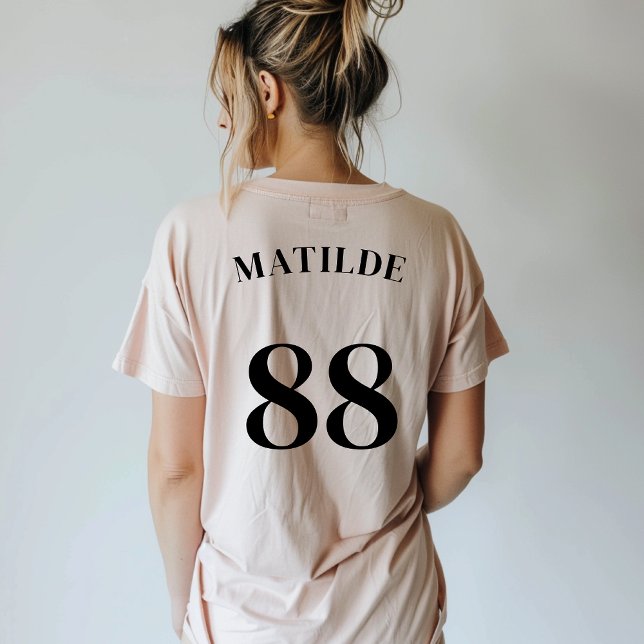 T-shirt Logo rose Nom Numéro Simple Sport Moderne (Créateur téléchargé)