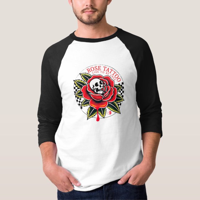 T-shirt Logo rose Tattoo Raglan Vintage (Devant)