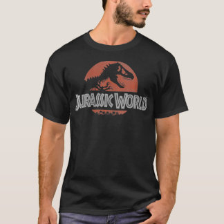 T-shirt Logo rouge classique féminin Jurassic World VNeck