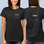 T-shirt Logo simple et texte Business Crest and Back<br><div class="desc">Logo simple et t-shirt d'affaires en texte personnalisé avec le même logo et le même texte sur la crête à l'avant et à l'arrière. Remplacez le logo et le texte par le vôtre pour customiser. Portez-les vous-même, donnez-les à vos employés et collègues pour qu'ils portent l'uniforme d'entreprise, vendez-les à vos...</div>