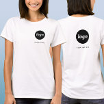 T-shirt Logo simple et texte Business Crest and Back<br><div class="desc">Logo simple et t-shirt d'affaires en texte personnalisé avec le même logo et le même texte sur la crête à l'avant et à l'arrière. Remplacez le logo et le texte par le vôtre pour customiser. Portez-les vous-même, donnez-les à vos employés et collègues pour qu'ils portent l'uniforme d'entreprise, vendez-les à vos...</div>