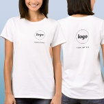 T-shirt Logo simple et texte Business Crest and Back<br><div class="desc">Logo simple et t-shirt d'affaires en texte personnalisé avec le même logo et le même texte sur la crête à l'avant et à l'arrière. Remplacez le logo et le texte par le vôtre pour customiser. Portez-les vous-même, donnez-les à vos employés et collègues pour qu'ils portent l'uniforme d'entreprise, vendez-les à vos...</div>