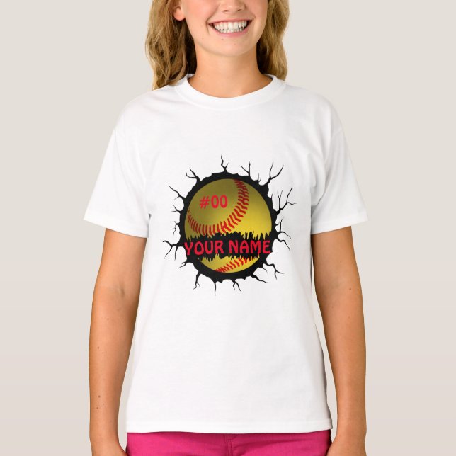 T-shirt Logo Softball, Softball Nom personnalisé, Cadeau S (Devant)