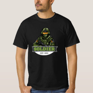 T-shirt Logo Soldat Tactique – Conception d'emblème milita