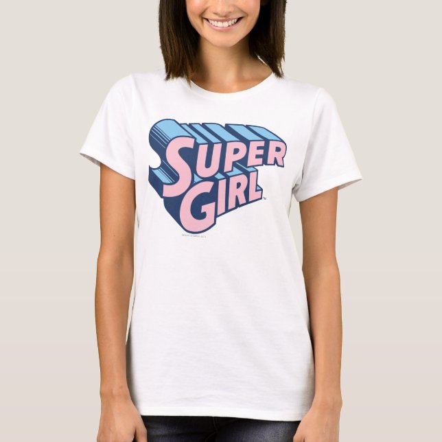 T-shirt Logo Supergirl rose et bleu (Devant)