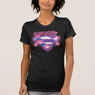 T-shirt Logo Supergirl rose et violet Grunge