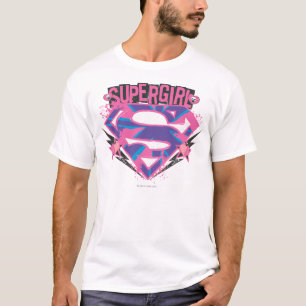 T-shirt Logo Supergirl rose et violet Grunge