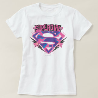 T-shirt Logo Supergirl rose et violet Grunge
