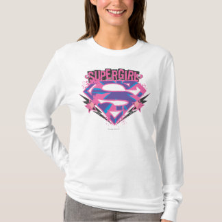 T-shirt Logo Supergirl rose et violet Grunge