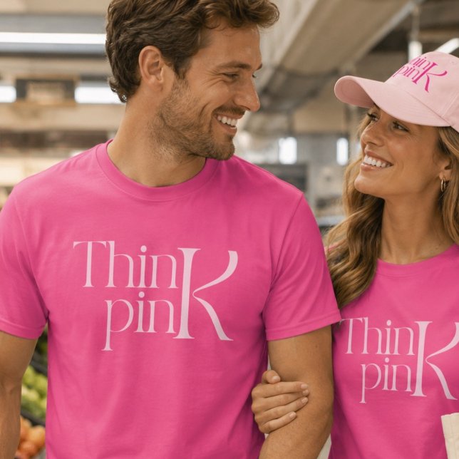 T-shirt Logo typographique Moderne Gras Think Pink (Créateur téléchargé)