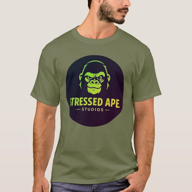 T-shirt Logo vert du studio Stressed Ape (Devant)