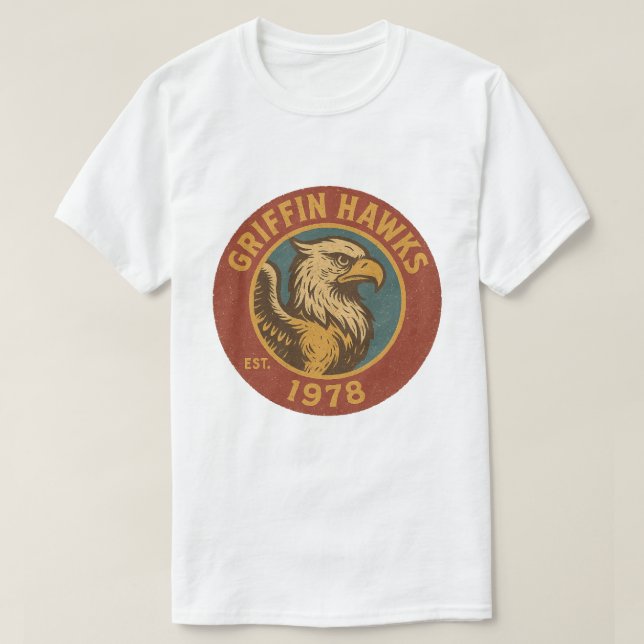 T-shirt Logo vintage Griffin Hawks 1978 (Design devant)