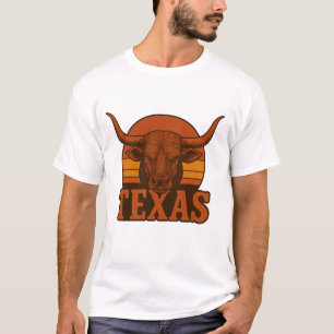 T-shirt Logo Vintage Texas Longhorn Bull - Western Fire