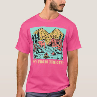T-shirt Loin De La Ville Wildlife Camping Camper Extérieur