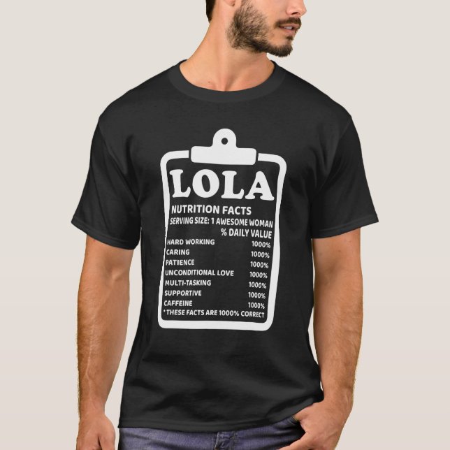 T-shirt Lola Faits nutritionnels Grand-mère (Devant)