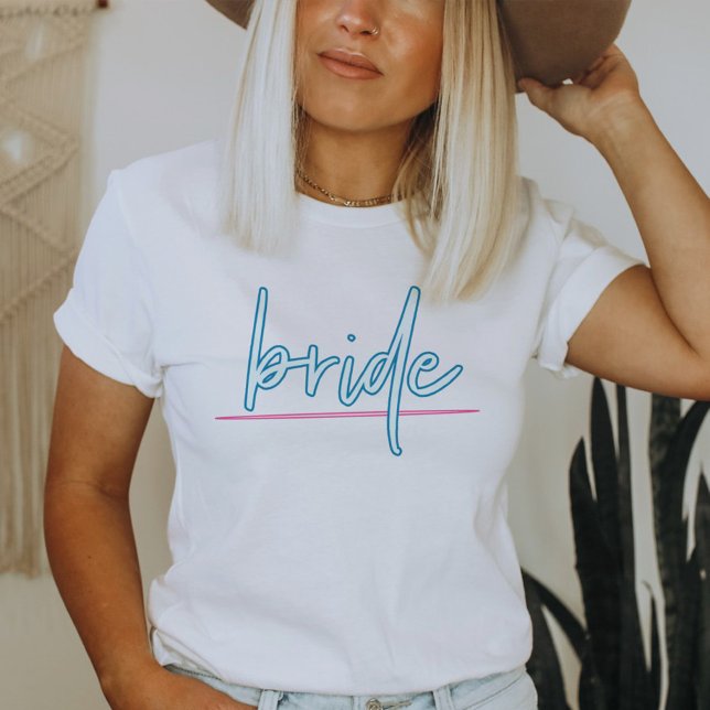 T-shirt LOLA Néon Bleu et Rose Mariée des années 90 Enterr (Créateur téléchargé)