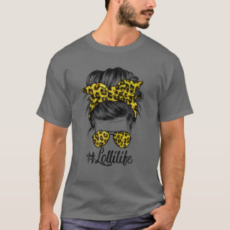 T-shirt Lolli Life Messy Cheveux Bun Leopard Femmes Mère D