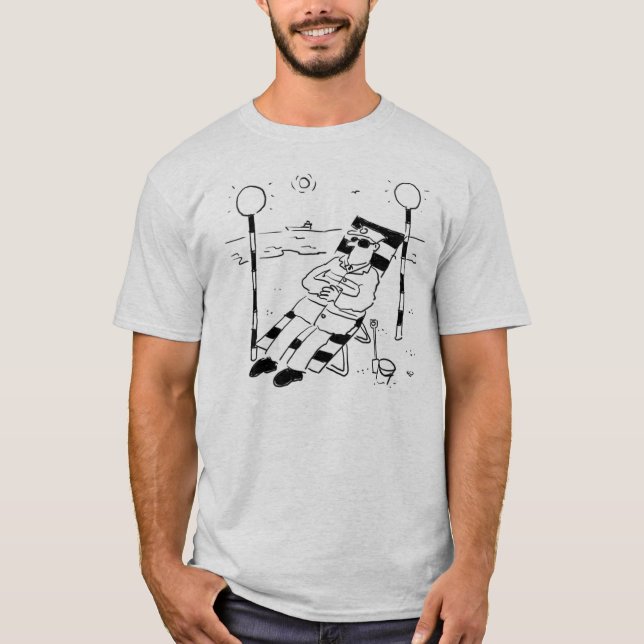 T-shirt Lollipop Man est bronzer sur une plage (Devant)