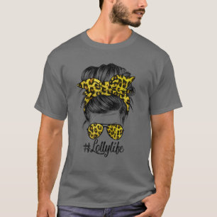 T-shirt Lolly Life Messy Cheveux Bun Leopard Femmes Mère D