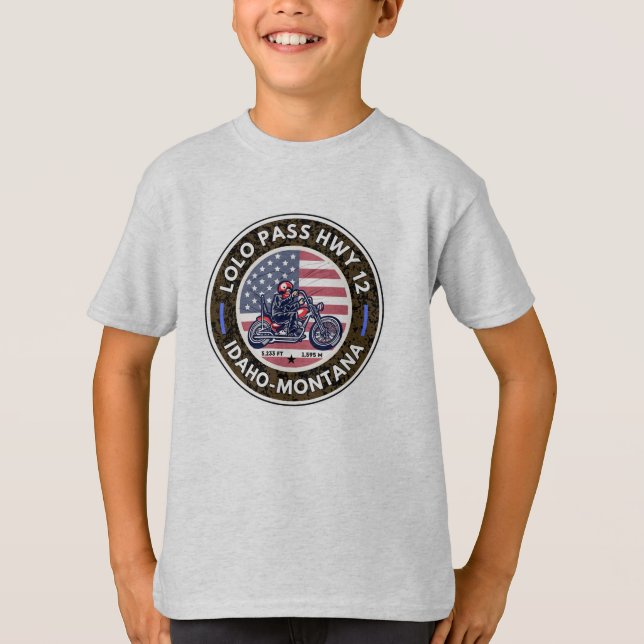 T-shirt Lolo pass route de moto Oregon (Devant)