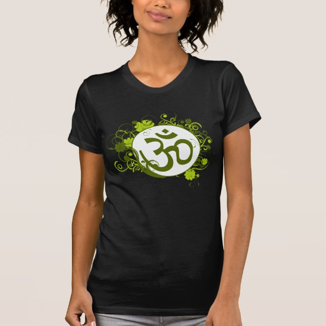 T-shirt L'OM floral vert bouddhiste (Devant)