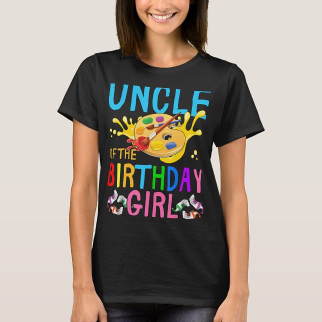 T-shirt L'Oncle De L'Anniversaire Fille Painting Party Cor (Devant)