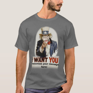 T-shirt L'Oncle Sam du singe, (customisez votre message
