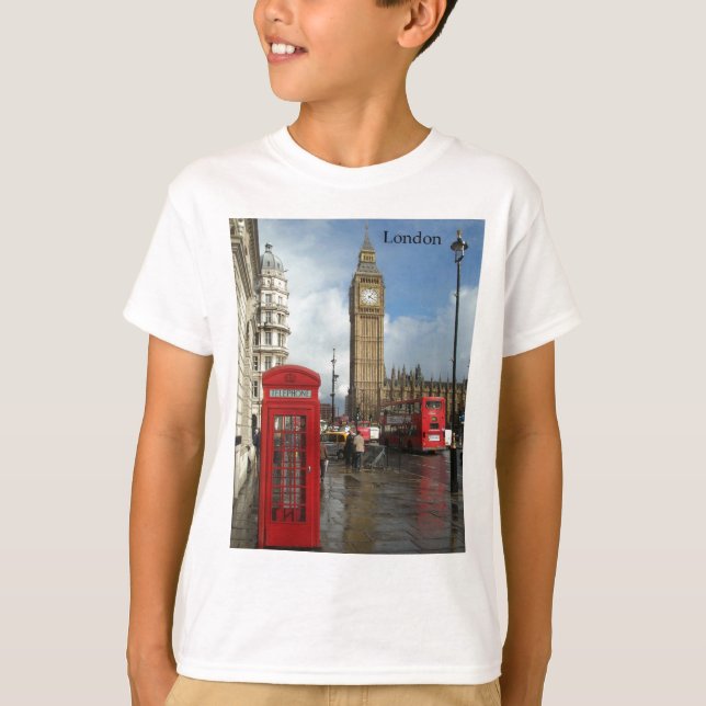 T-shirt London Phone box & Big Ben (St.K) (Devant)