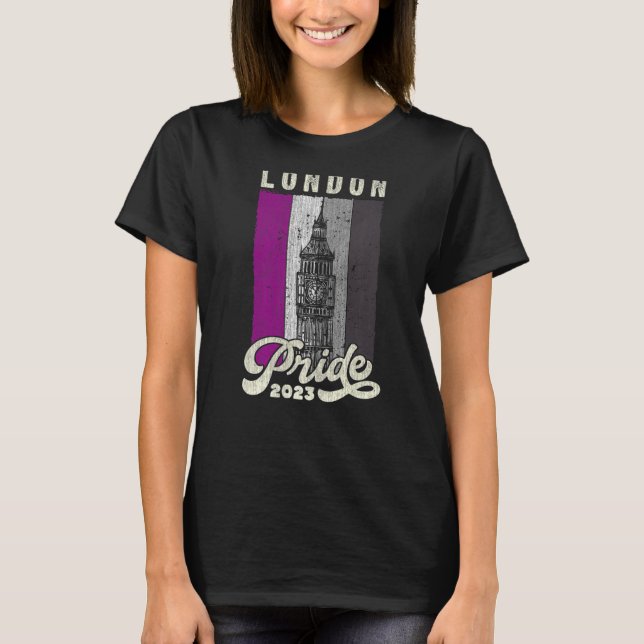 T-shirt London Pride 2023, Big Ben, Asex Pride Flag Pre (Devant)