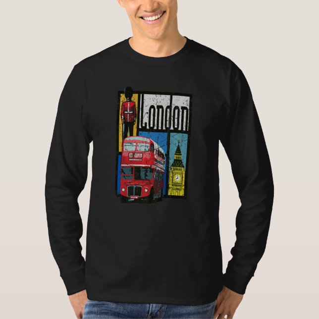 T-shirt Londres Angleterre Big Ben Double Decker Queens Gu (Devant)