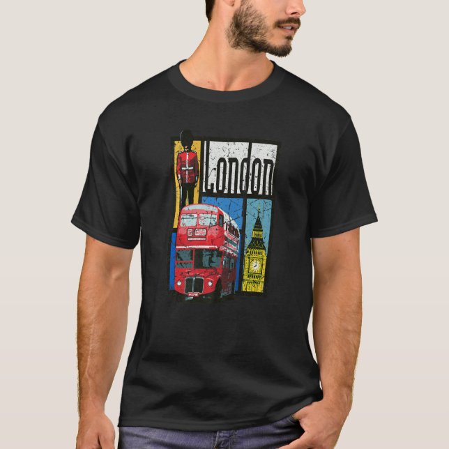 T-shirt Londres Angleterre Big Ben Double Decker Queens Gu (Devant)