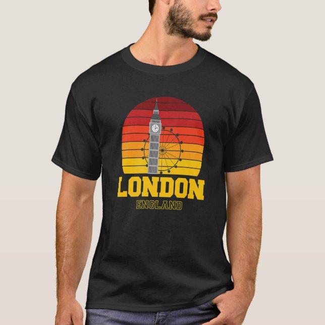 T-shirt Londres Angleterre Big Ben Retro Westminster (Devant)