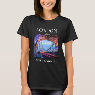 T-shirt Londres Angleterre Pont Tour Touristique Souvenir