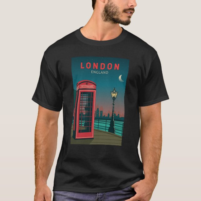 T-shirt Londres Angleterre Retro Travel Art Vintage (Devant)