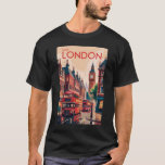T-shirt Londres Angleterre Travel Art Vintage<br><div class="desc">Conception de voyage vectorielle rétro de Londres. Depuis Buckingham Palace et la Tour de Londres jusqu'à la découverte de la Tamise et des spectacles du West End, Londres offre un mélange dynamique de tradition et de culture moderne.</div>